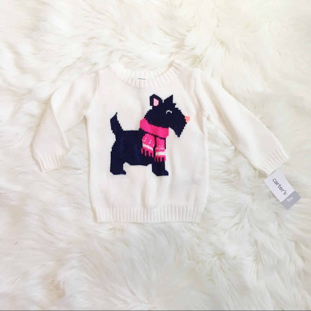 Cream Knit Sweater with Dog Design by Carter’s NWT